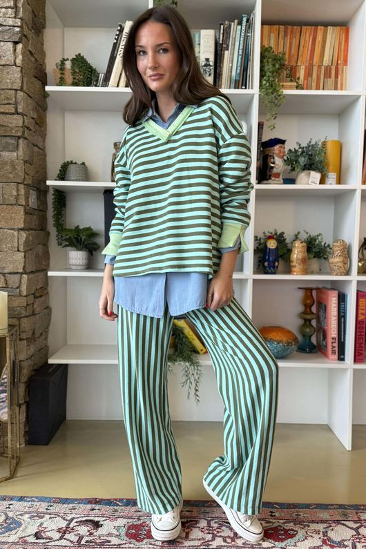 Shoreditch Classic V Sweat Spearmint & Khaki